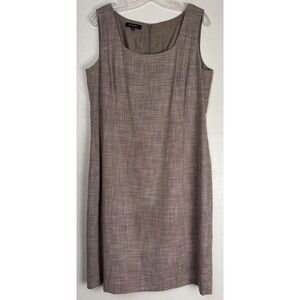 Lafayette 148‎ New York Wool Blend Sleeveless Shift Dress Sz 12 Brown 1977